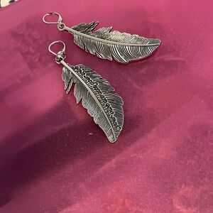 Silver tone Feather Earrings